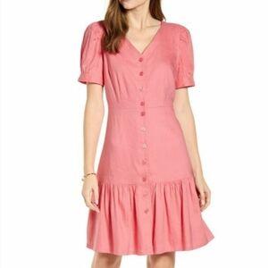 Rachel Parcell Pink Linen Blend Shirt Dress Size XL